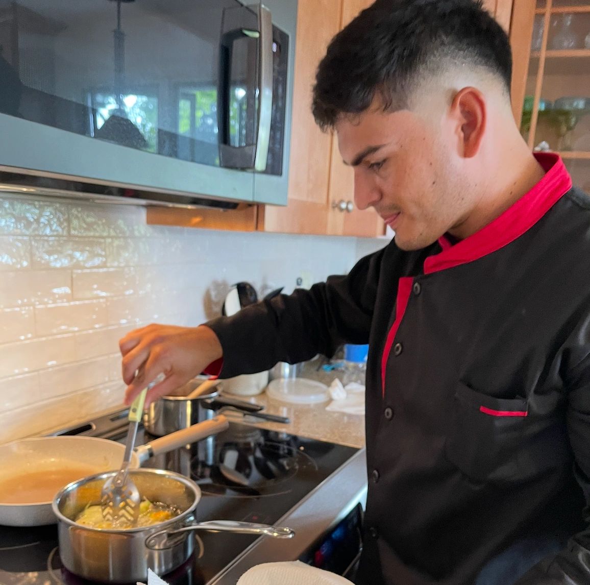 Chef David cooking in a residential kitchen